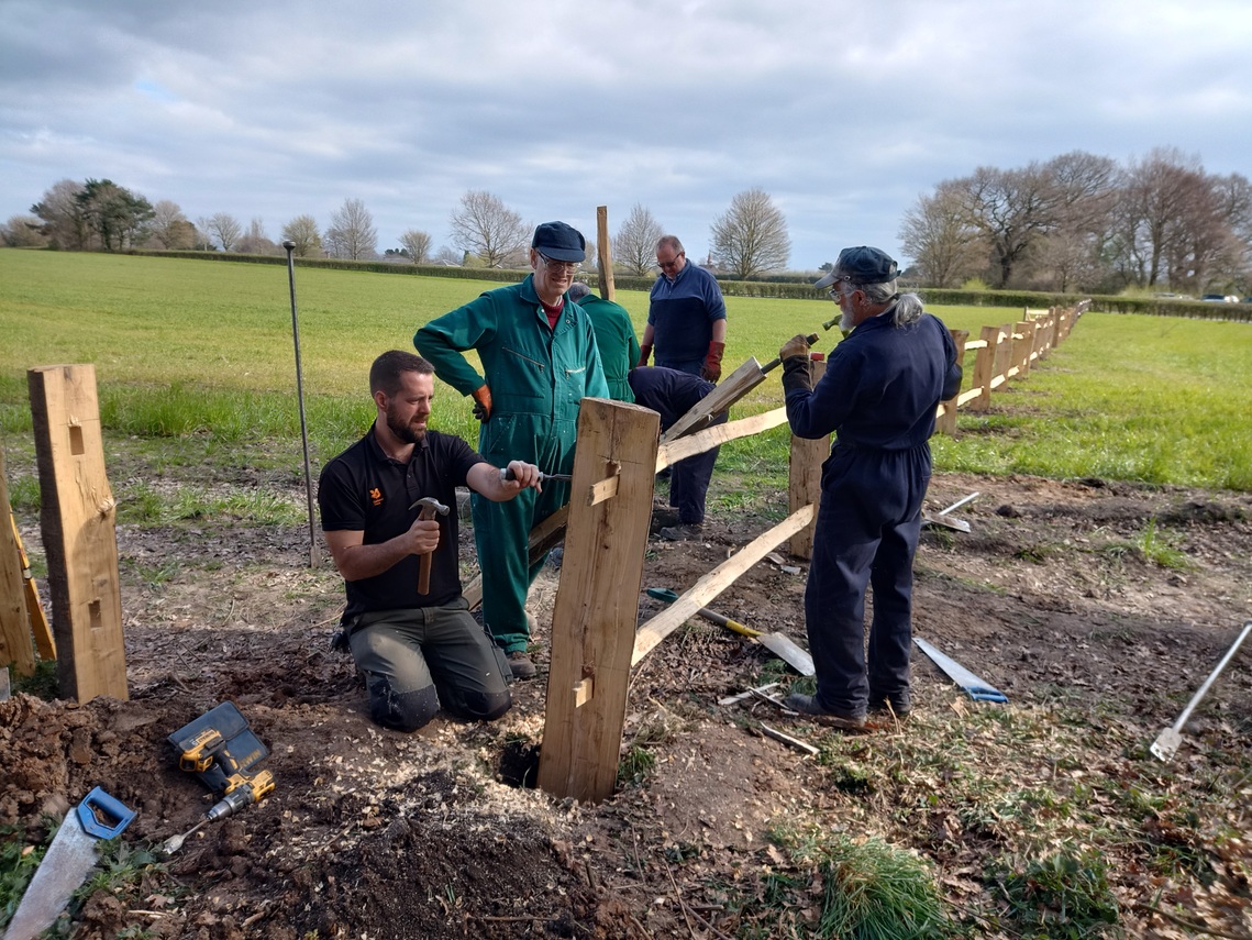 Fence building at Styal